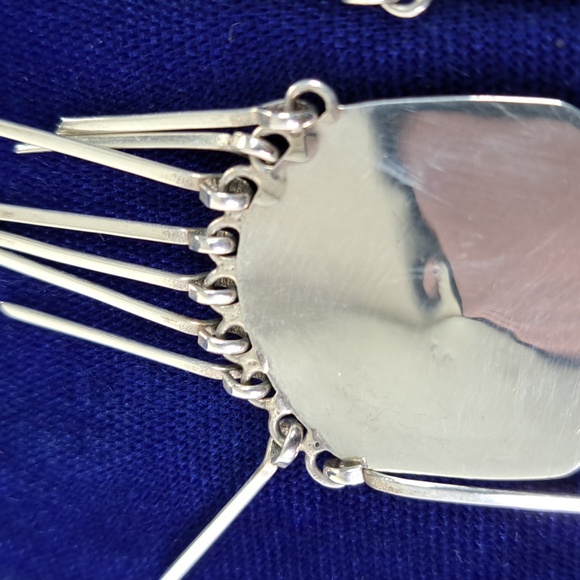 Native American Multi Stone Cobblestone On Sterling Silver Dangle Earrings - Picture 6 of 11